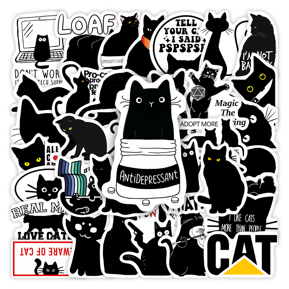 Kawaii Funny Black Cat Sticker - Kids Toys Laptop ulasan dan harga