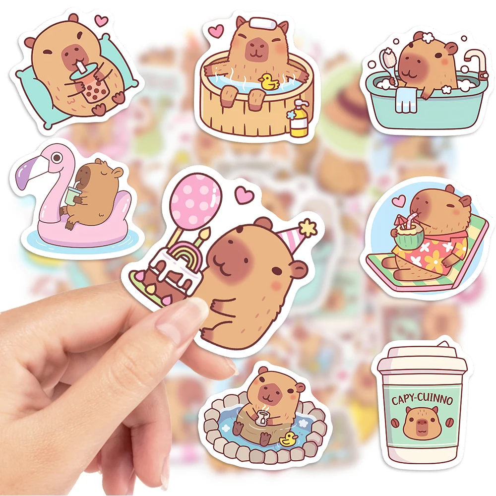 Cute Capybara Cafe Stickers Ca - Kids Toys Laptop ulasan dan harga
